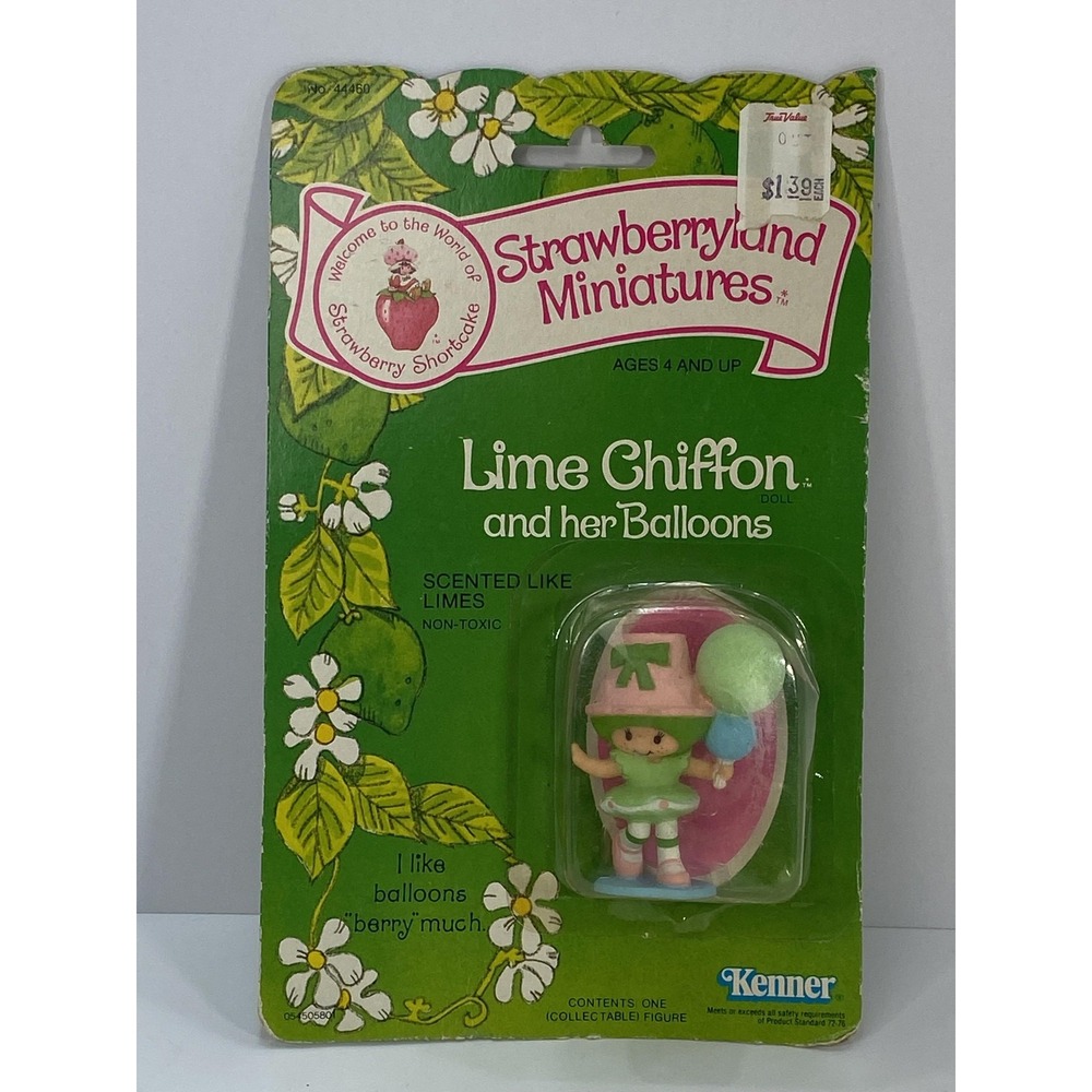 Vintage Strawberry Shortcake Lime Chiffon Mini Doll 1982 Kenner Balloons MOC